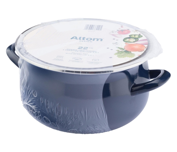 Altom Garnek emaliowany 22 cm 3,5 l pokrywka granat indukcja - 1611114 - zdjęcie 5